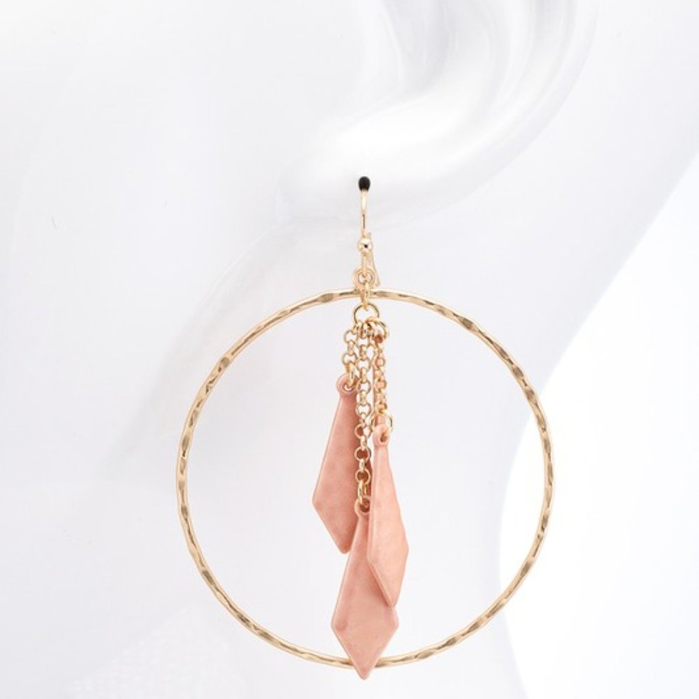 Peach Dangle Hoop Earrings